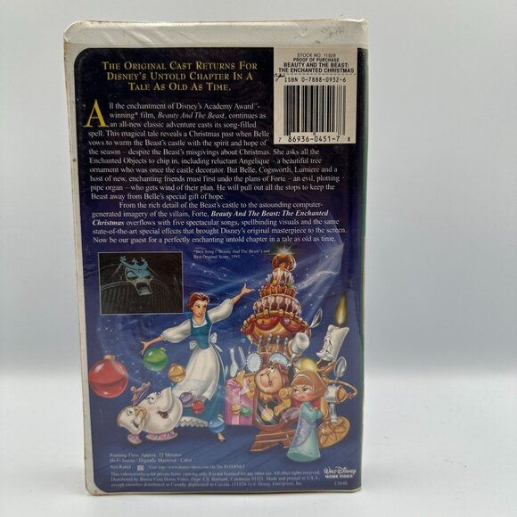 Disneys Beauty & The Beast The Enchanted Christmas VHS 1997 Clamshell Edition - Picture 2 of 3